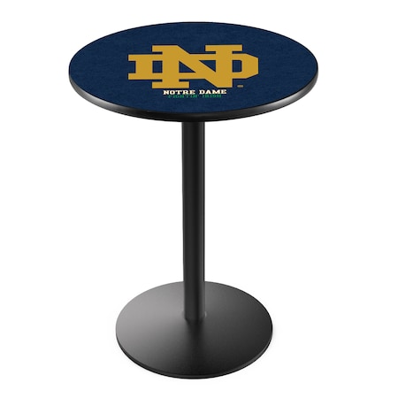 42 Blk Wrinkle Notre Dame (ND) Pub Table,36 Dia. Top